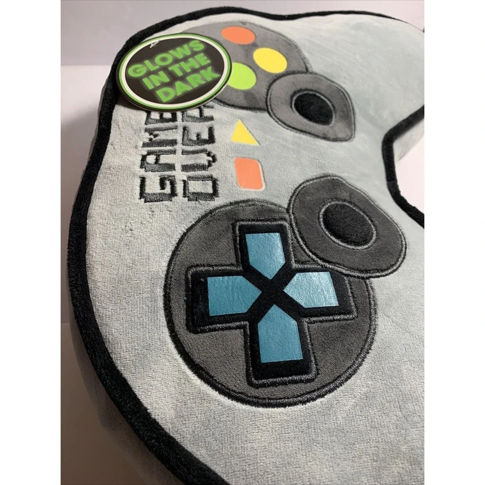 Video Game Controller Plush Pillow Kids Grey New Glow In‎ The Dark